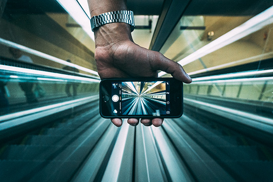 Phone on excalator
